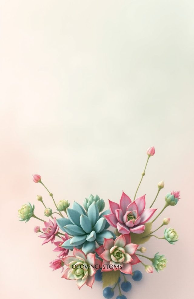 Succulent Garden Soft Pastel Botanical