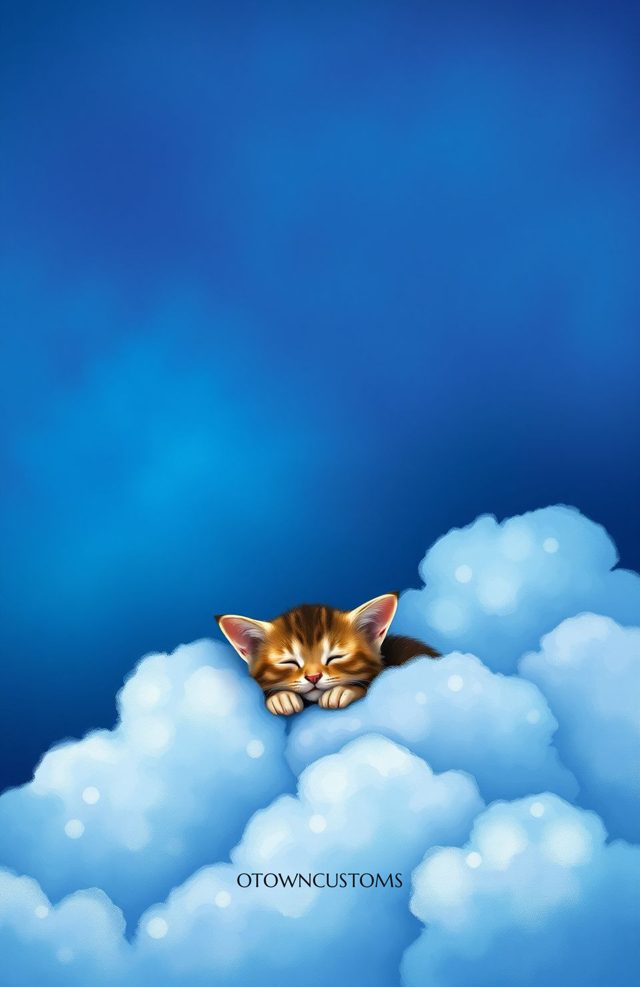 Digital Illustration Celestial Kitten Dreamscape