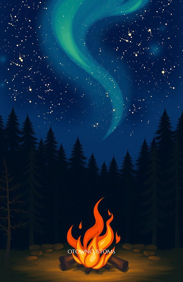 Cozy Campfire Forest Cartoon