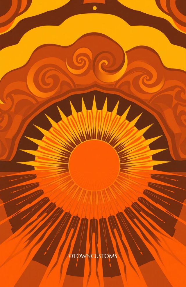 Psychedelic Sunburst Abstract Retro Swirl