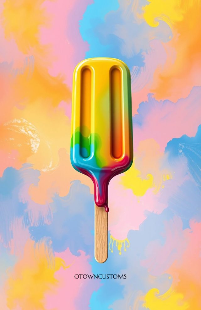 Abstract Watercolor Rainbow Melted Popsicle
