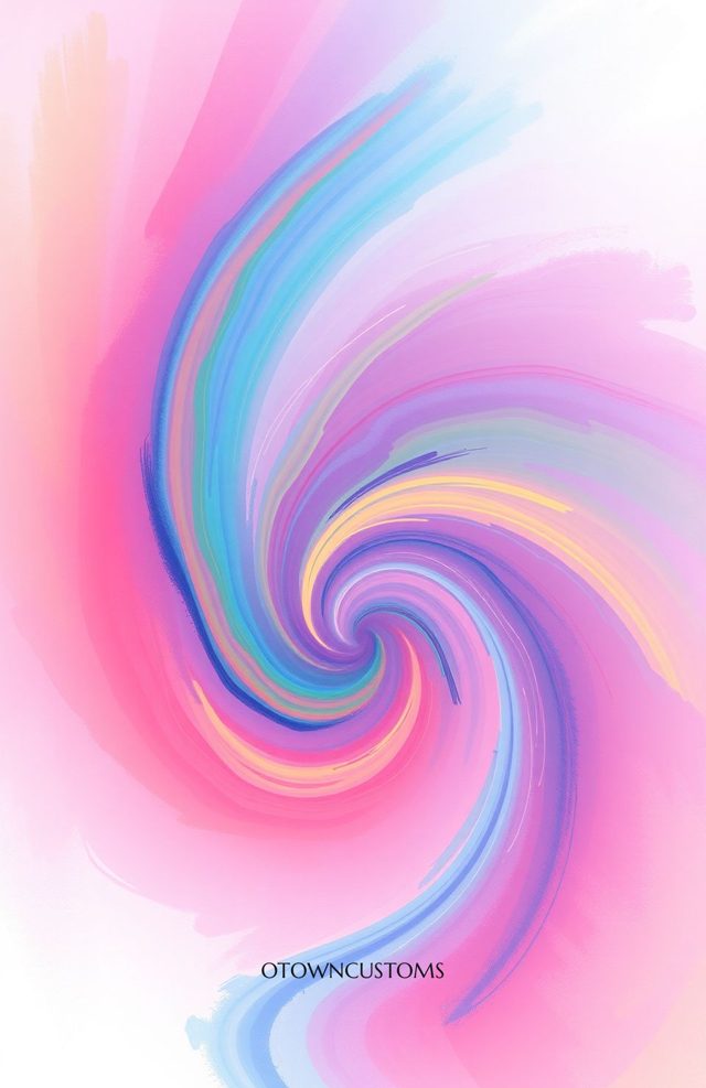 Pastel Rainbow Painterly Swirl Abstract