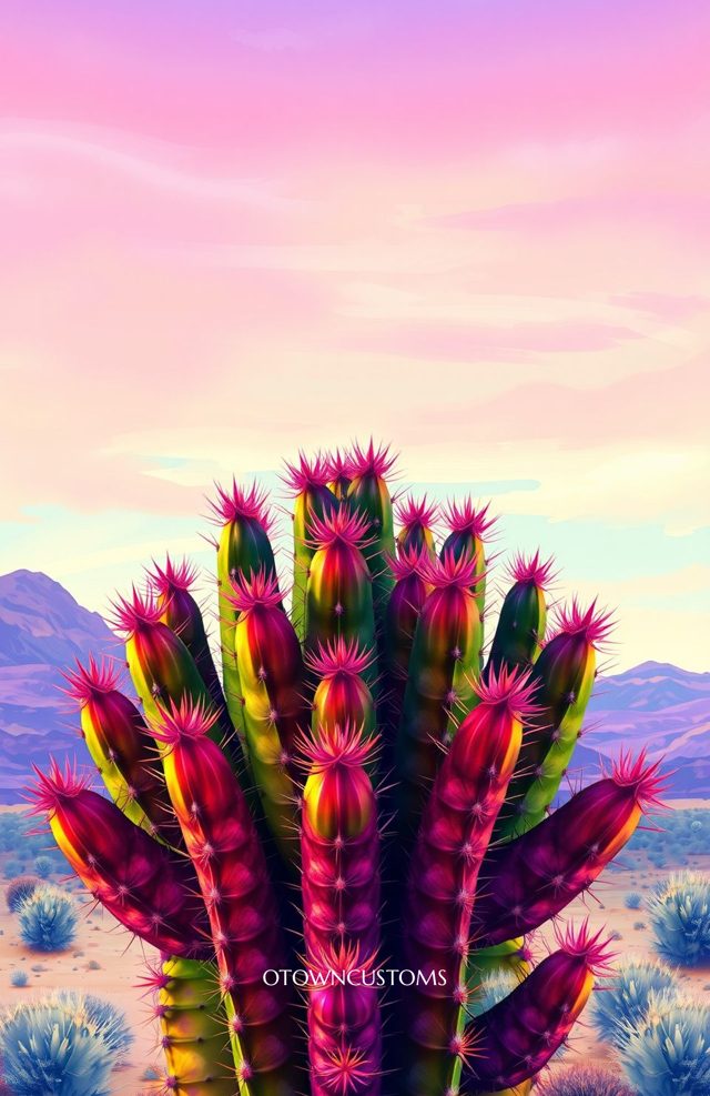 Surreal Rainbow Cactus Desert