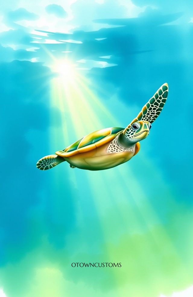Digital Watercolor Sea Turtle