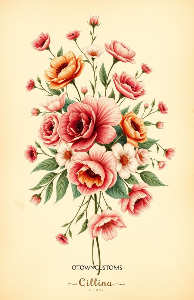 Vintage Watercolor Floral Bouquet