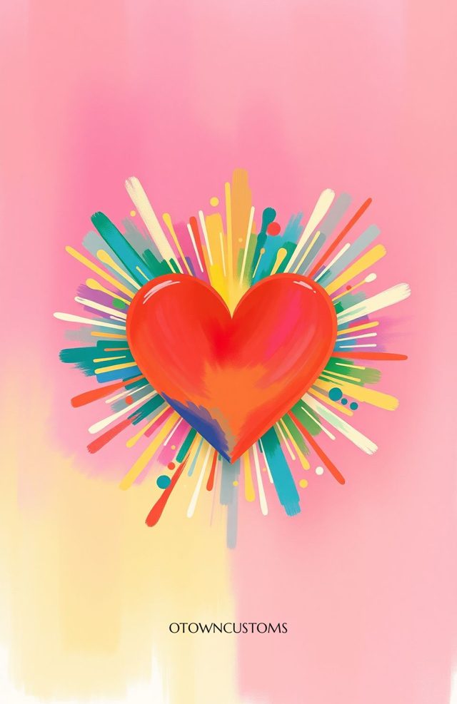 Rainbow Heart Burst Abstract