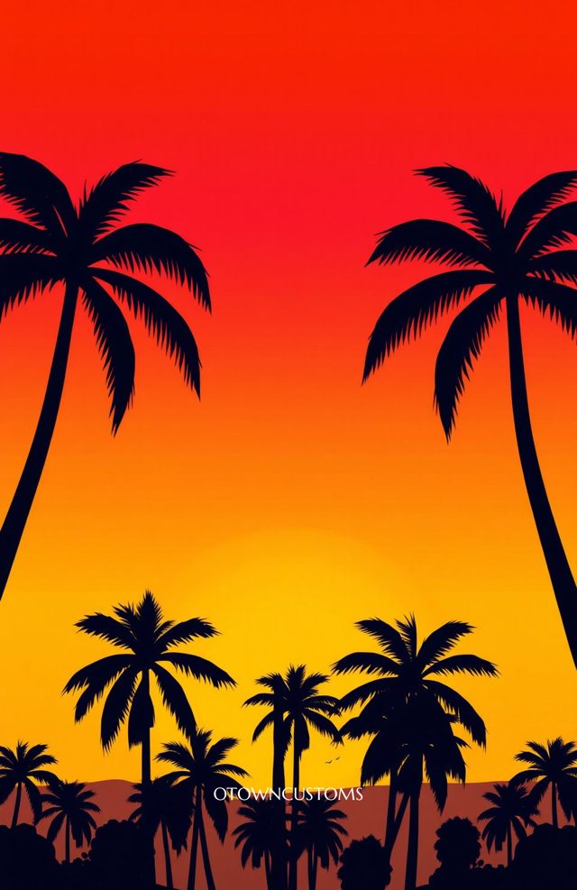 Silhouette Sunset Palm