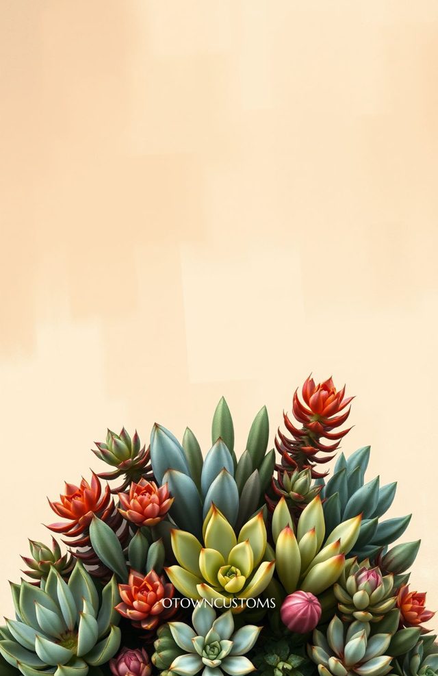 Succulent Garden Earth Tones Realistic