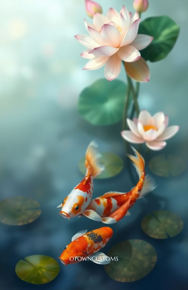 Serene Koi Pond Watercolor Tranquility