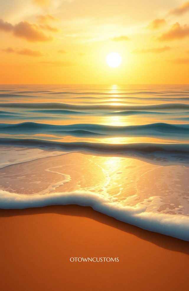 Golden Hour Beach Waves Serene Sunset