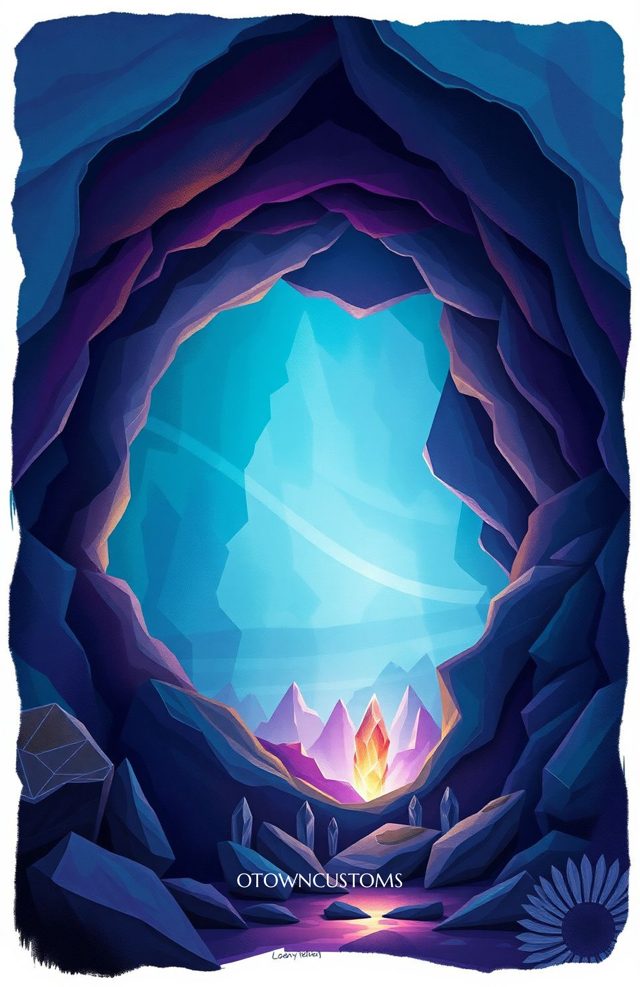 Crystal Cave Glow Stylized Digital Art