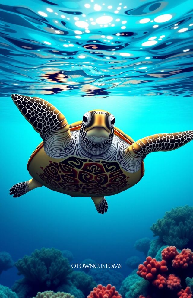 Ocean Turtle's Gaze Underwater