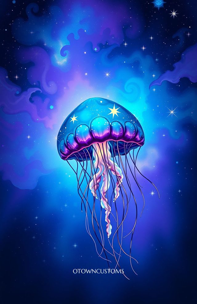 Cosmic Jellyfish Glowing Space