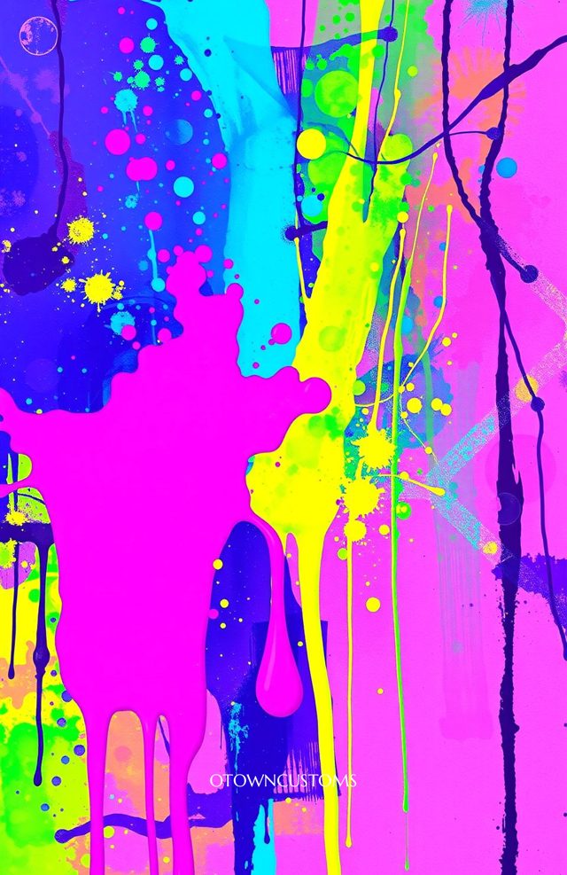 Abstract Neon Drip Paint