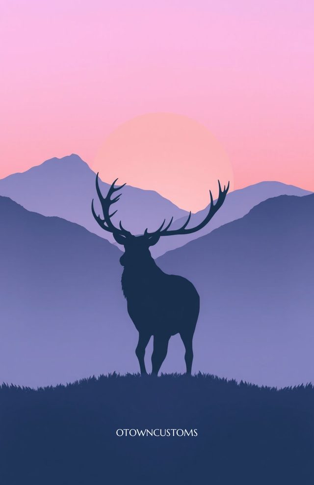 Minimalist Elk Silhouette Landscape