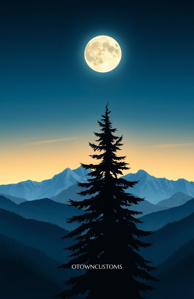 Stylized Moonlit Mountain Landscape