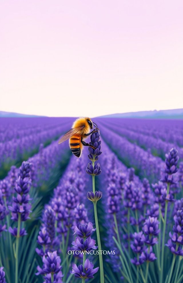 Vibrant Honeybee Lavender Fields