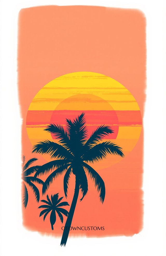 Retro Sunset Palm Tree Tropical