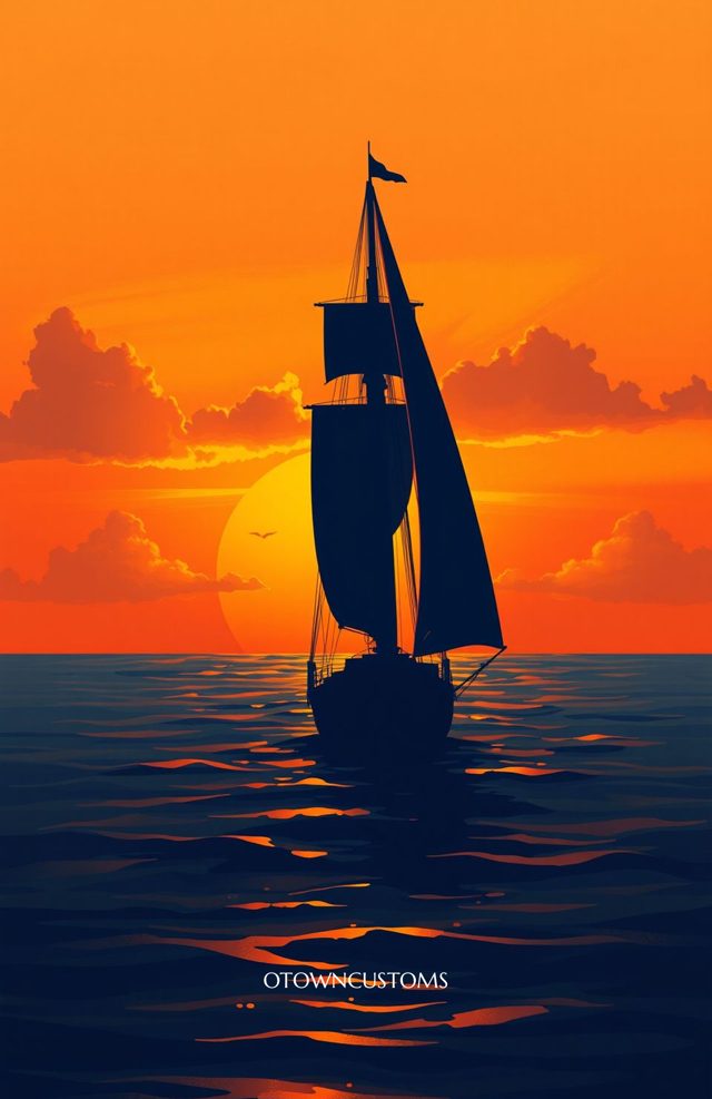 Sunset Sailing Ship Silhouette Voyage