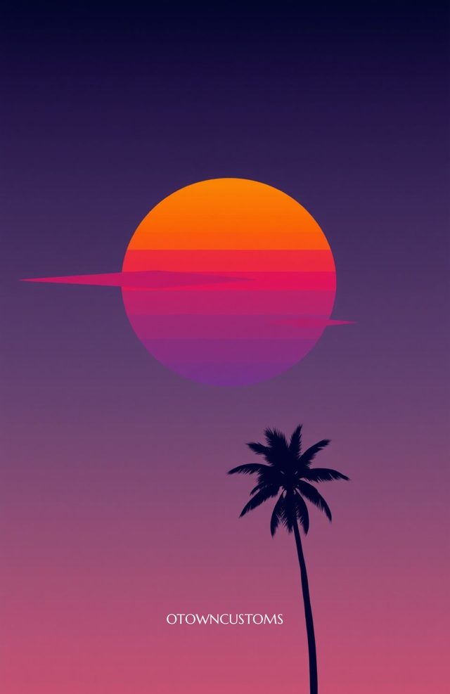 80s Sunset Palm Retro