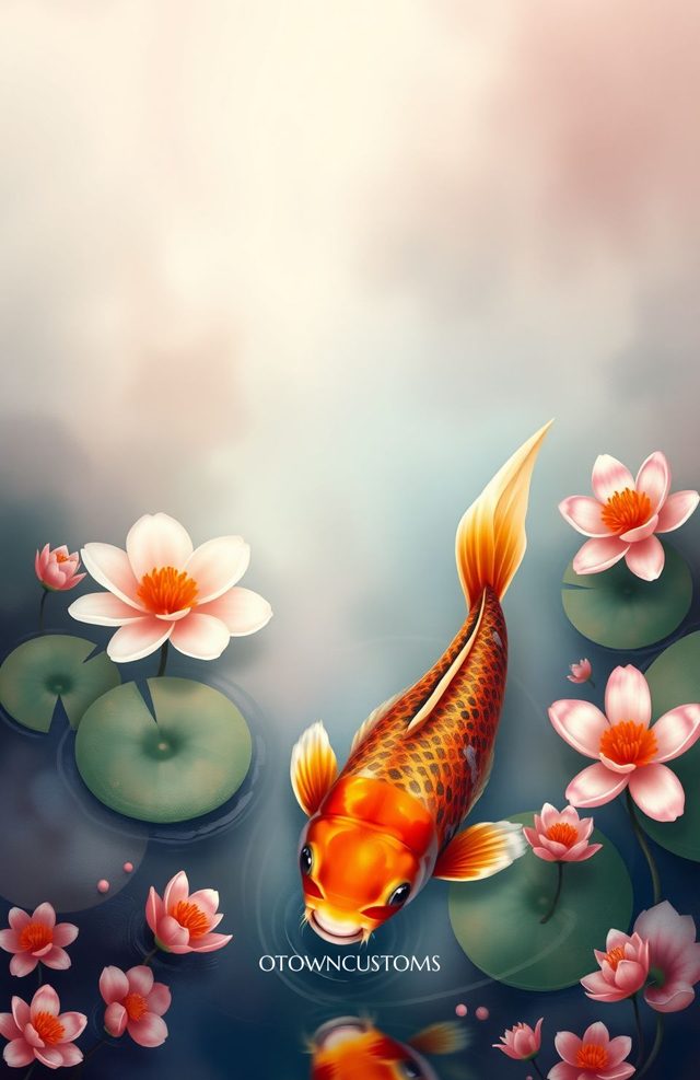 Vibrant Koi Pond Digital Art