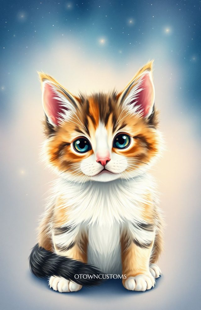 Mystical Kitten Stargazer Digital Painting