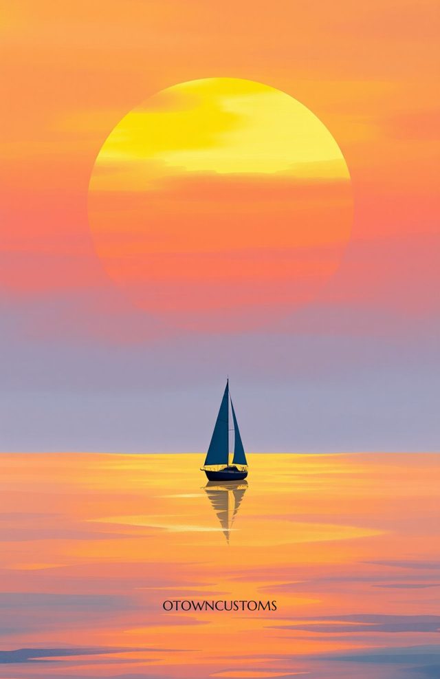 Sunset Sailboat Coastal Horizon