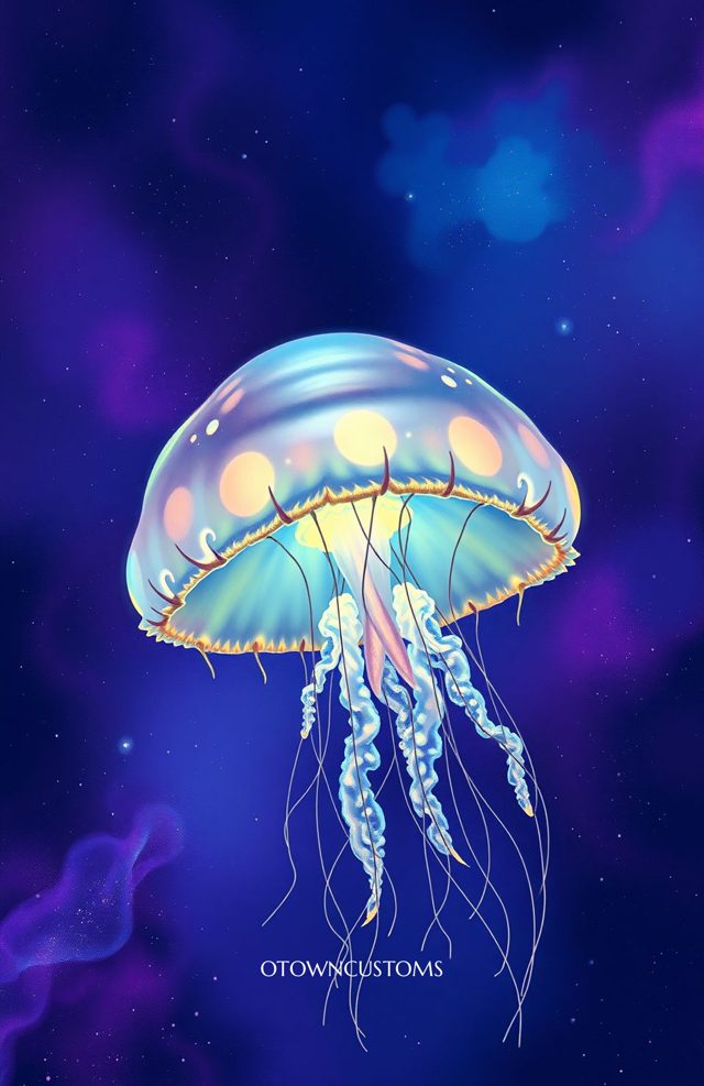 Cosmic Jellyfish Dreamscape Glowing