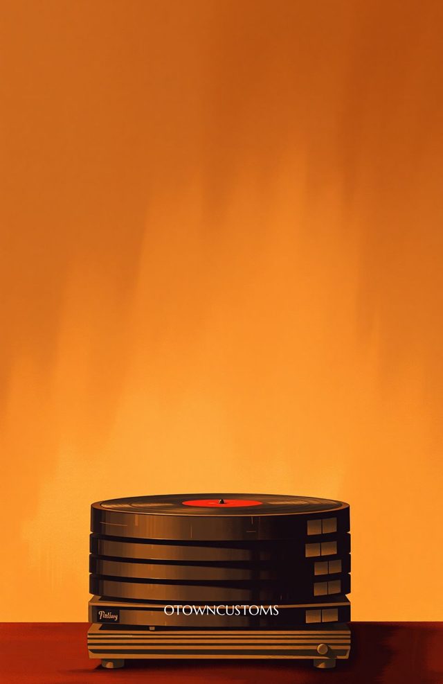 Retro Vintage Record Stack
