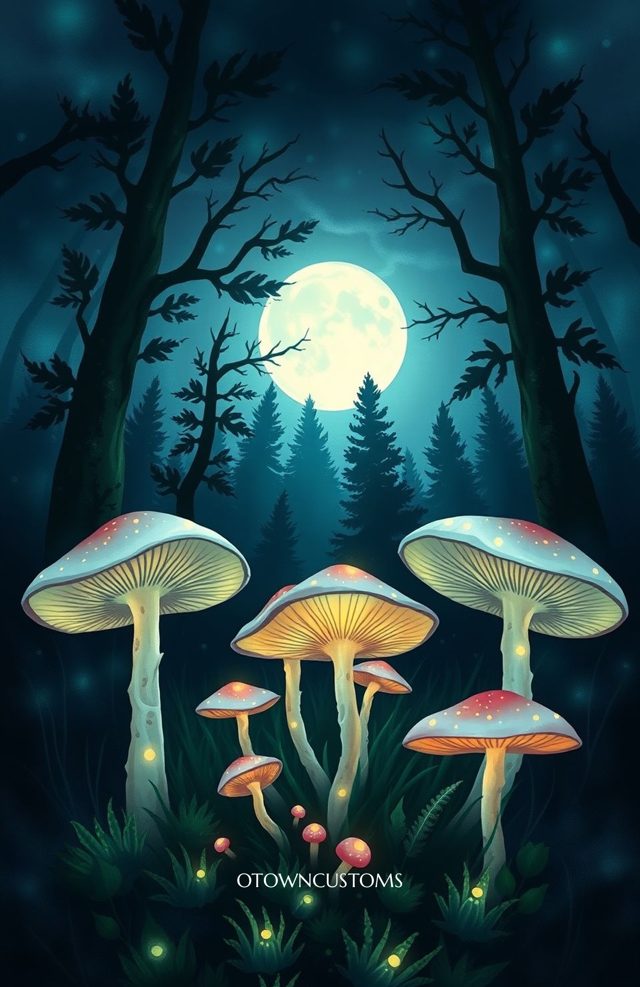 Mystical Mushroom Moonlight Glade