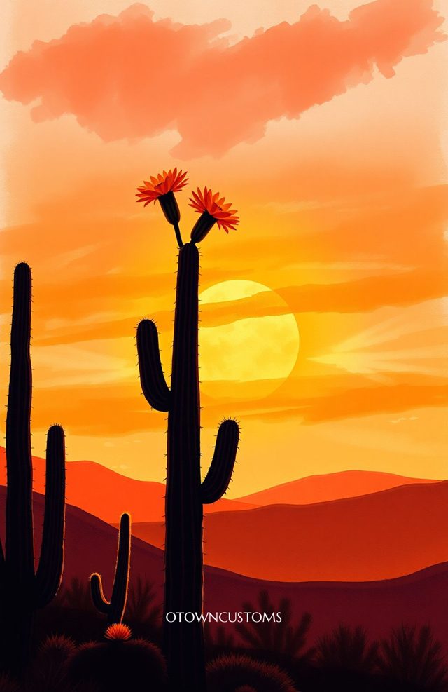 Desert Cactus Sunset Bloom