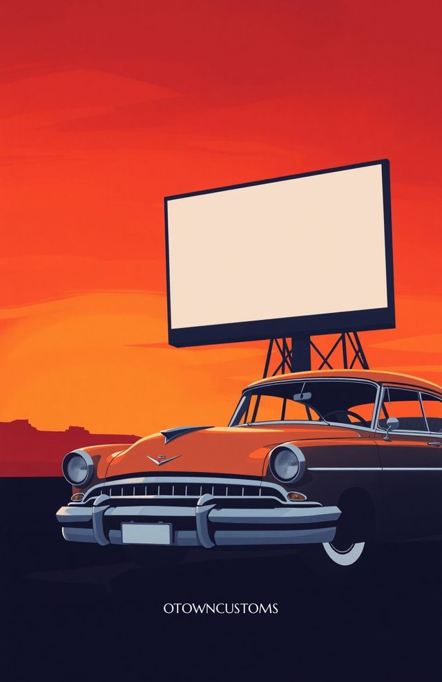 Retro Sunset Drive Flat Illustration