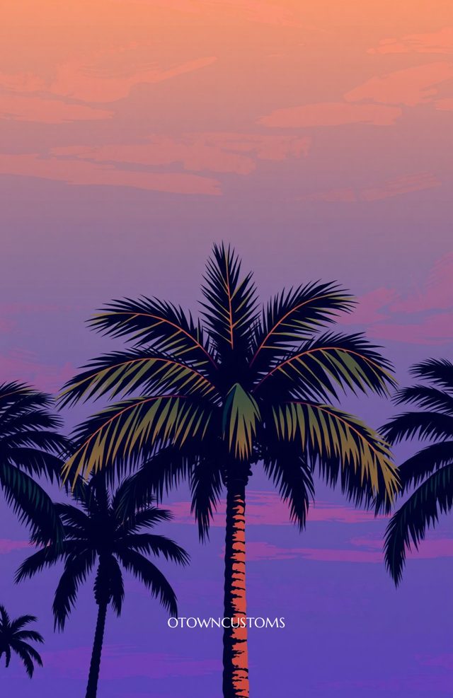 Synthwave Palm Trees Retro Arcade