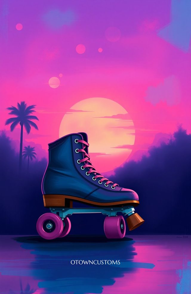 80s Synthwave Aesthetic Retro Roller Skate