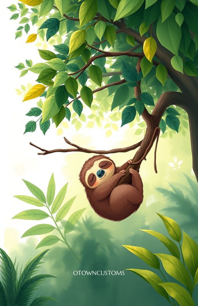 Cartoon Sloth Jungle Nap Cute Animal