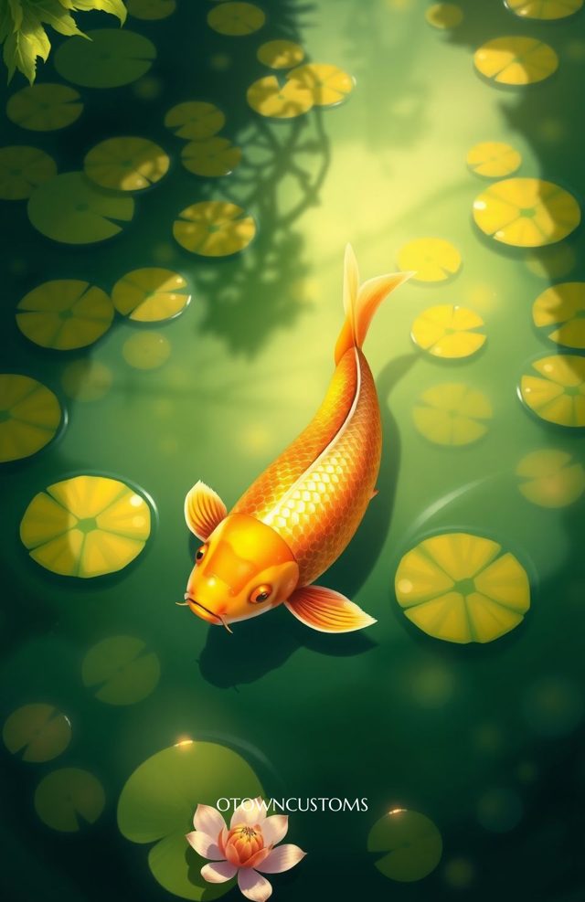 Serene Golden Koi Pond Reflection