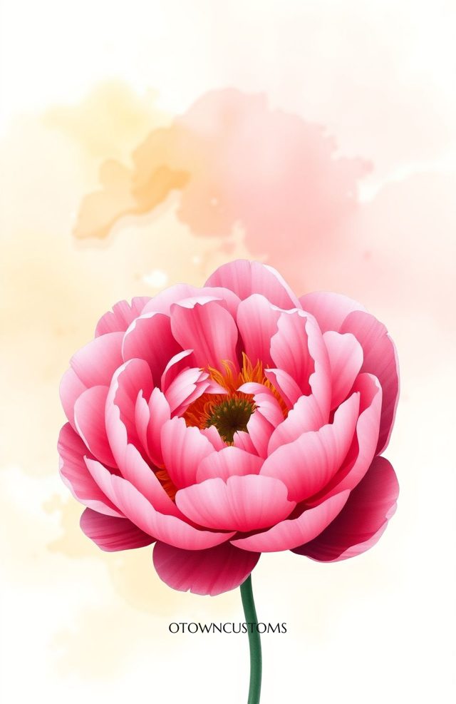 Digital Watercolor Peony Floral Burst