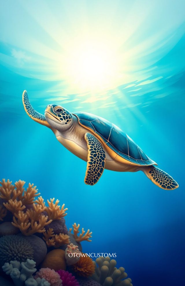 Underwater Ocean Turtle Deep Dive