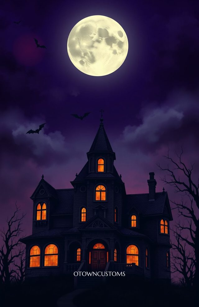 Haunted Mansion Moonlight Spooky Silhouette