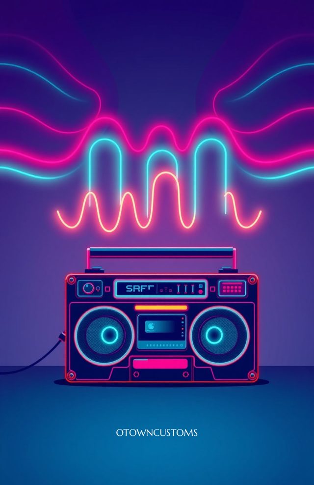 Synthwave Retro Boombox Mixtape