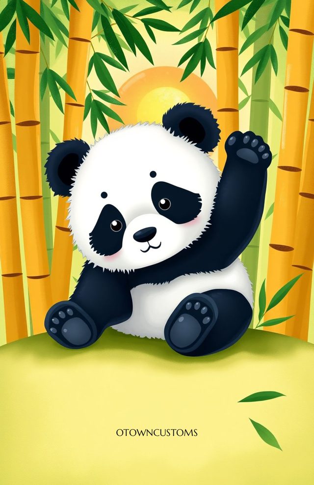 Cartoon Cute Panda Bamboo Forest