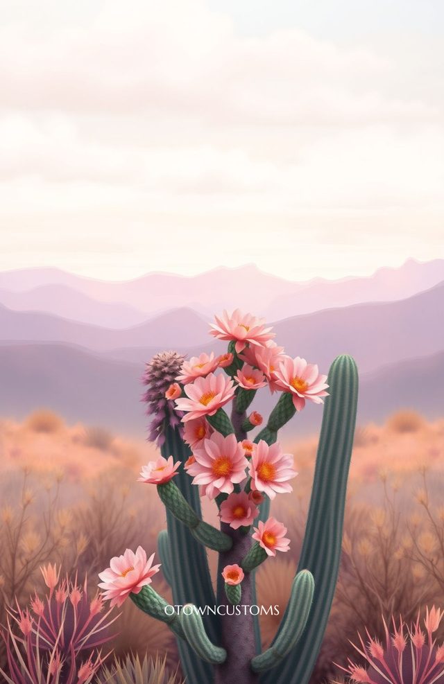Pastel Desert Bloom Landscape