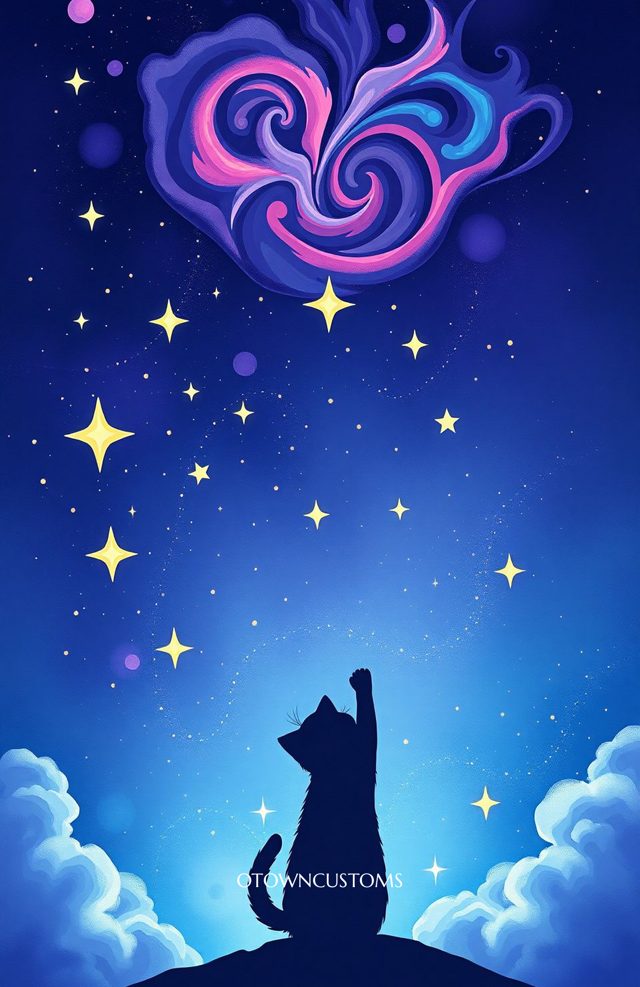 Whimsical Starry Night Galactic Kitten