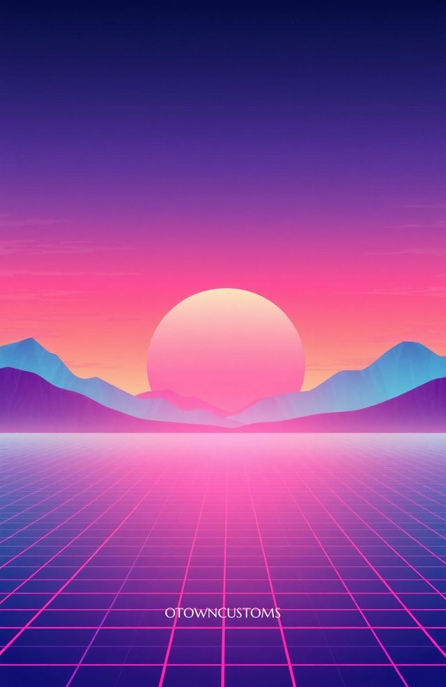 Synthwave Retro Vaporwave Grid Sunset