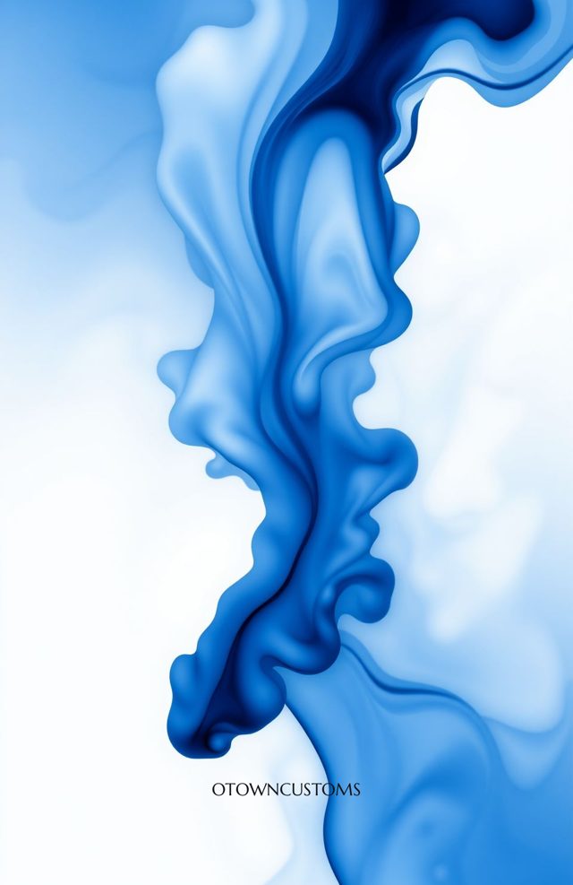 Blue Fluid Abstract Ink Art