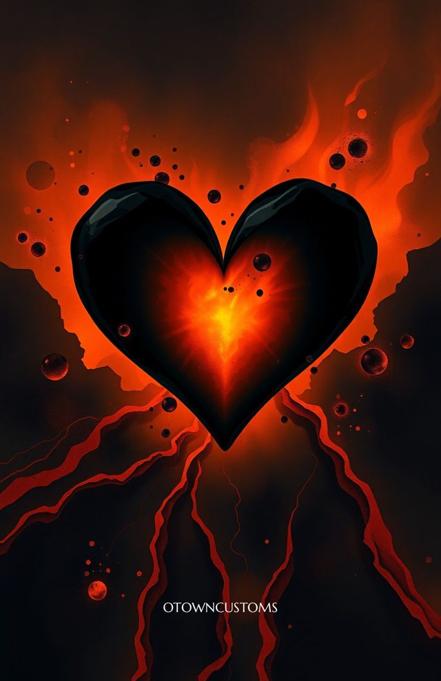 Fiery Heart Lava Obsidian Gothic