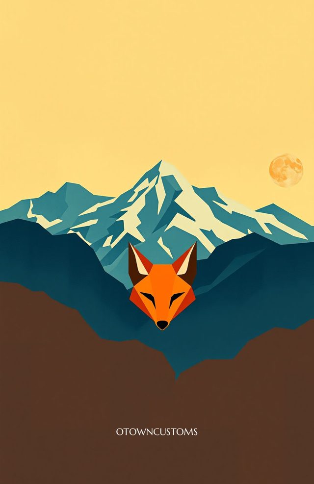 Geometric Nature Scene Fox Silhouette