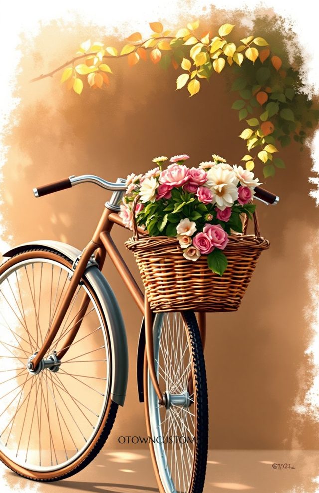 Painterly Floral Bicycle Vintage