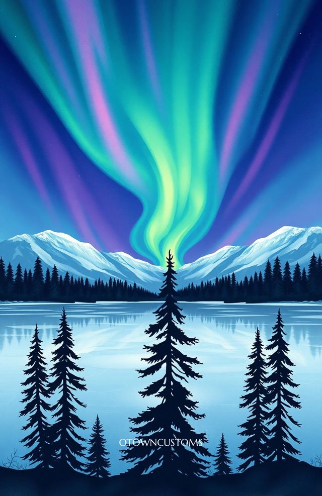 Northern Lights Aurora Illustration