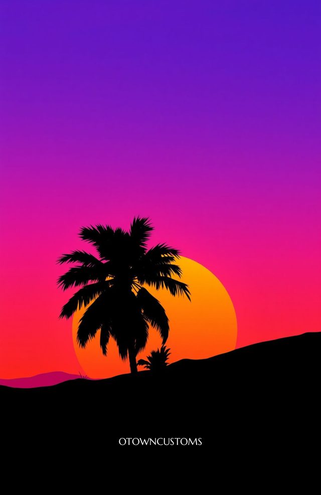 Retro Sunset Palm Silhouette Phone Case Nature Landscape